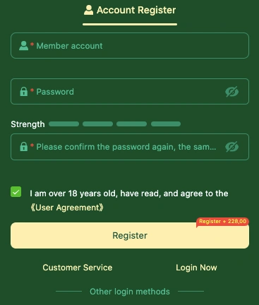 Step-by-step registration at ABC8 Casino